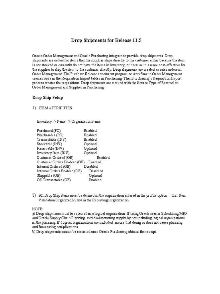 Oracle 11.5 Drop Shipment Guide | PDF | Electronic Data Interchange ...