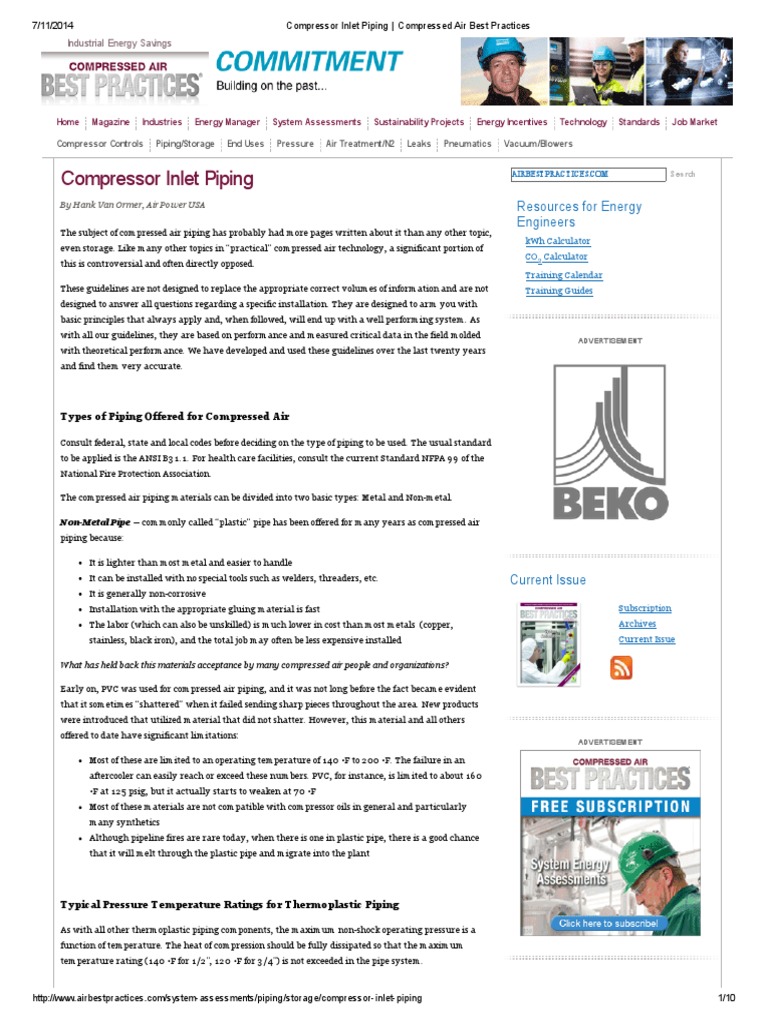 Compressor Inlet Piping Compressed Air Best Practices Download Free