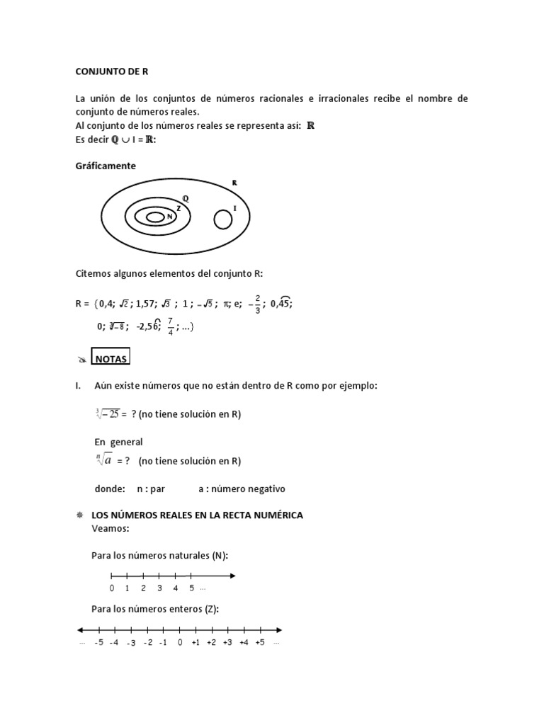 Concepto y Propiedades del Conjunto R | PDF