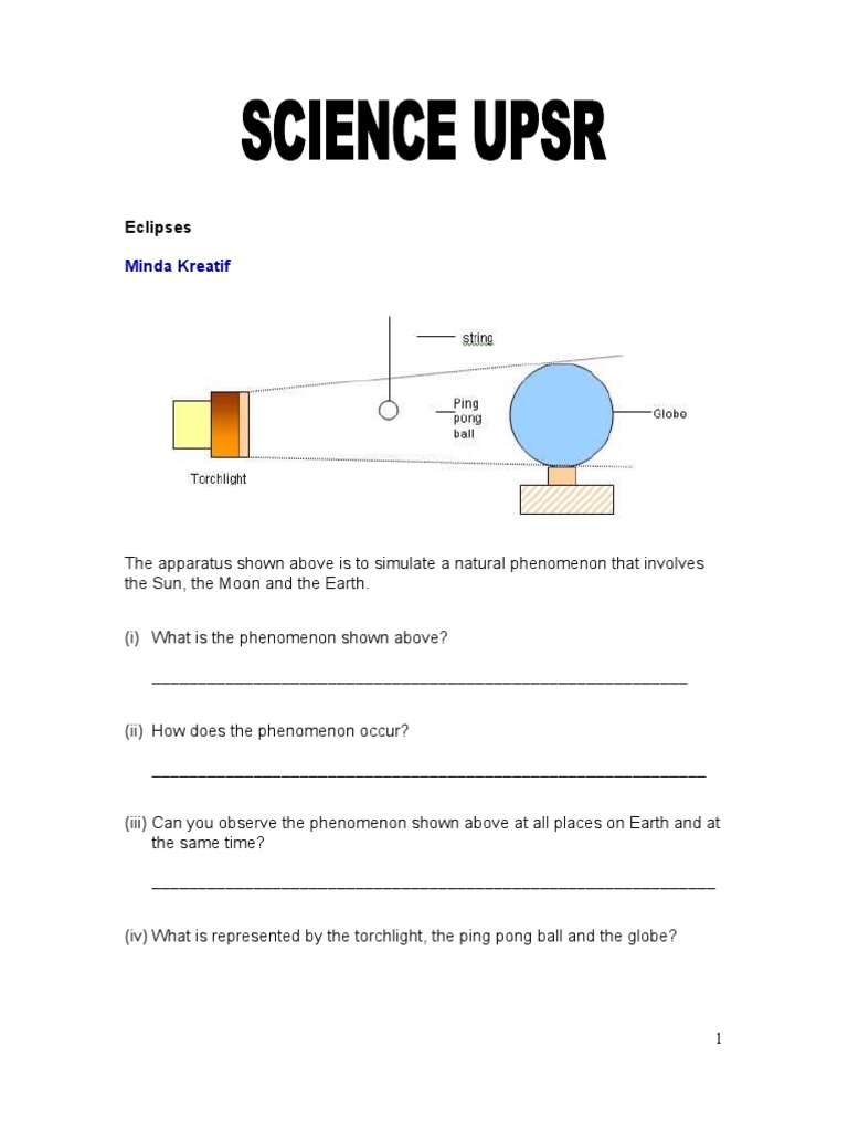 Upsr Science | PDF | Solar Eclipse | Eclipse