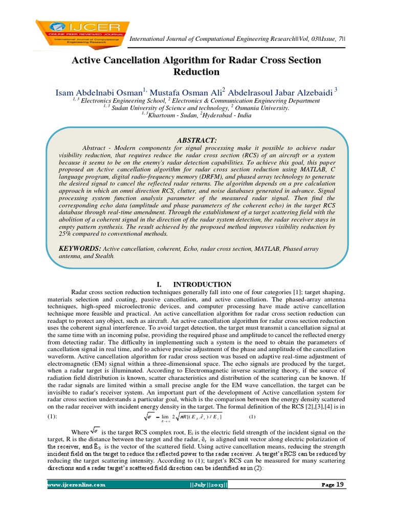 Active Cancellation Algorithm For Radar Cross Section Reduction - 2013 ...