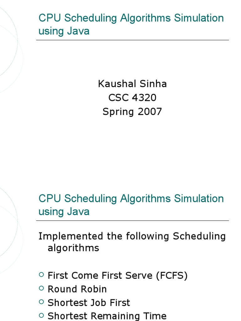 CPU Scheduling Algorithms Simulation Using Java | PDF | Teaching ...