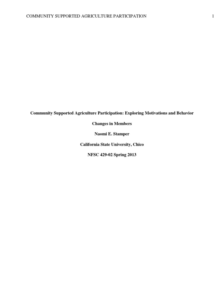 Community Supported Agriculture Paper | PDF | Food And Drink | Agriculture