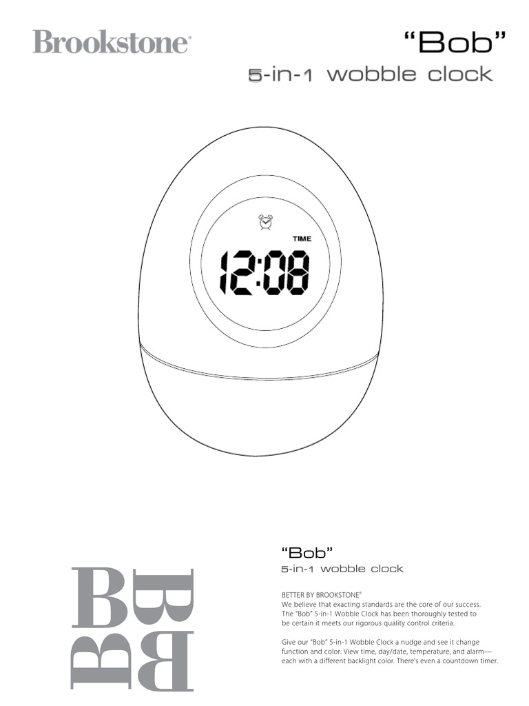 Brookstone Bobble Clock Manual Fahrenheit Battery (Electricity)