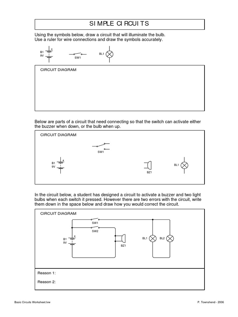 Basic Circuits Worksheet PDF