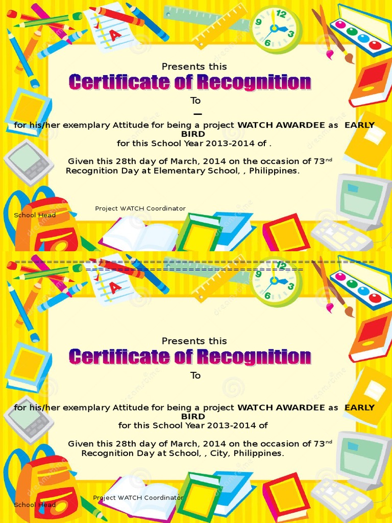 Project WATCH Early Bird Award 2014 | PDF