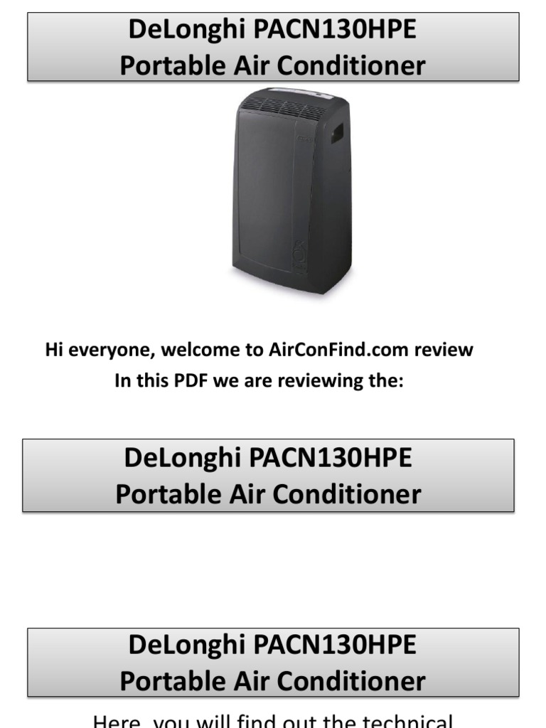 DeLonghi PACN130HPE Portable Air Conditioner Review PDF Air