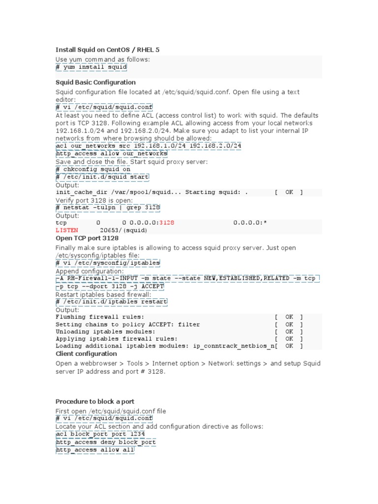Install and Configure Squid on CentOS/RHEL | PDF