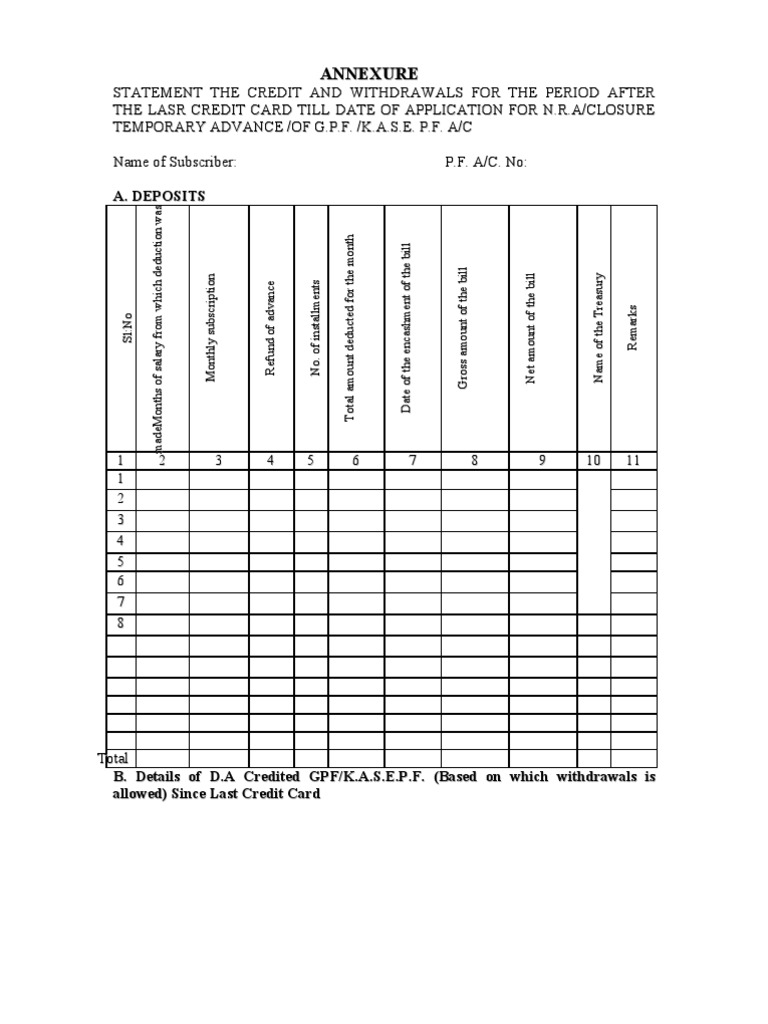PF Staement Form | PDF | Credit Card | Personal Finance