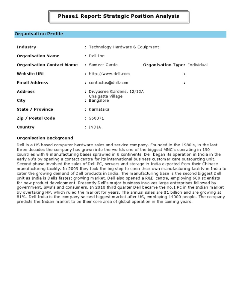 Dell India's Strategic Position Analysis | PDF | Dell | Strategic ...