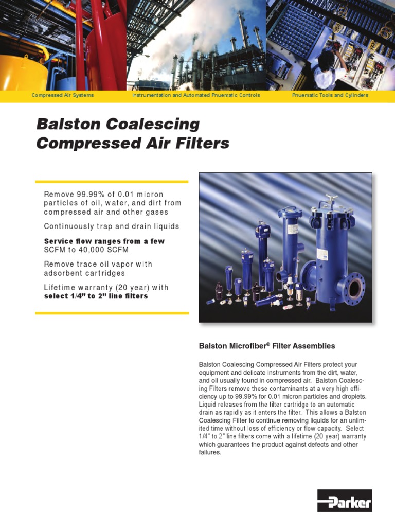Balston Coalescing Compressed Air Filters Descargar gratis PDF