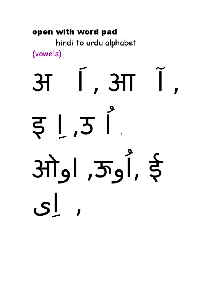 Hindi Urdu Alphabet Big | PDF