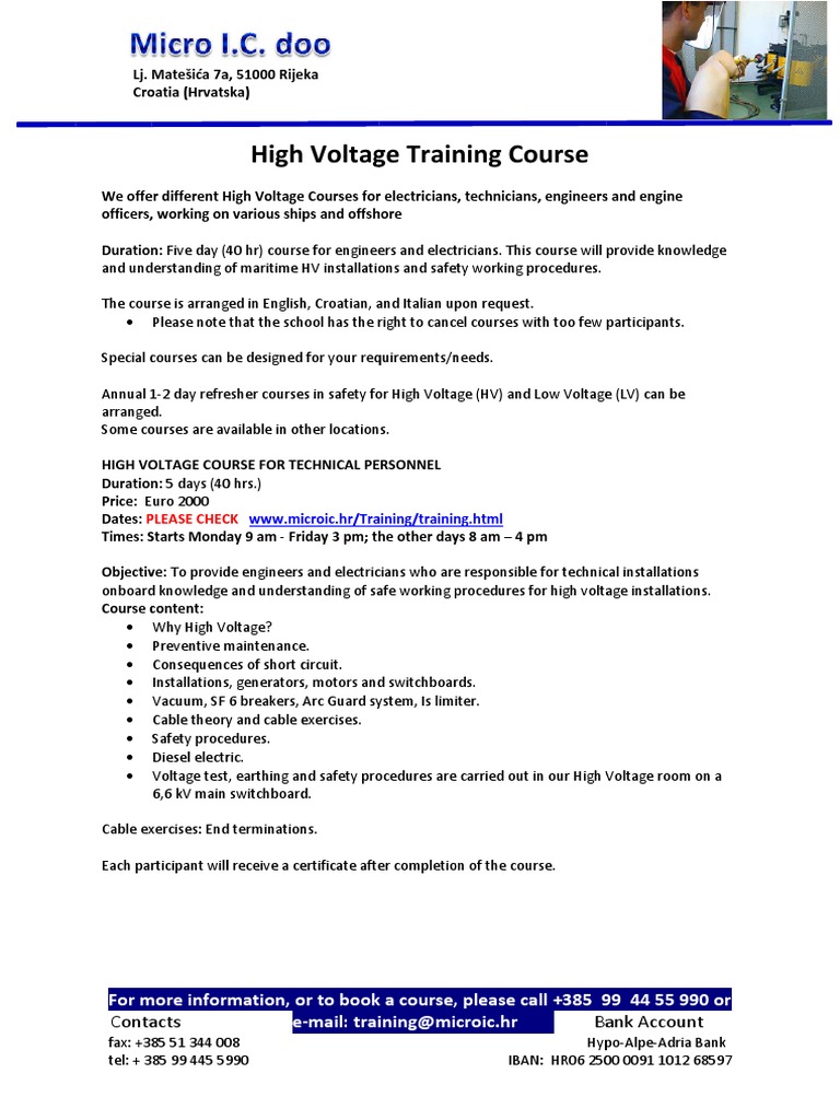 Flyer High Voltage Training Course | PDF | Electricity | Electromagnetism