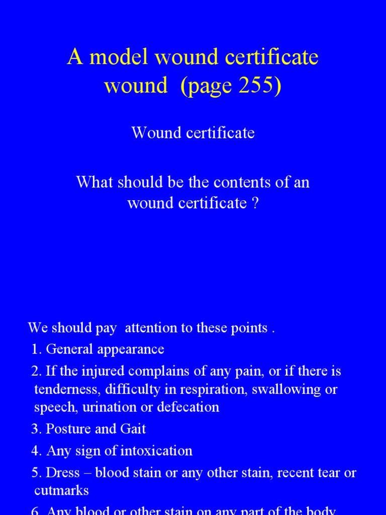 wound certificate Shock (Circulatory) Bleeding