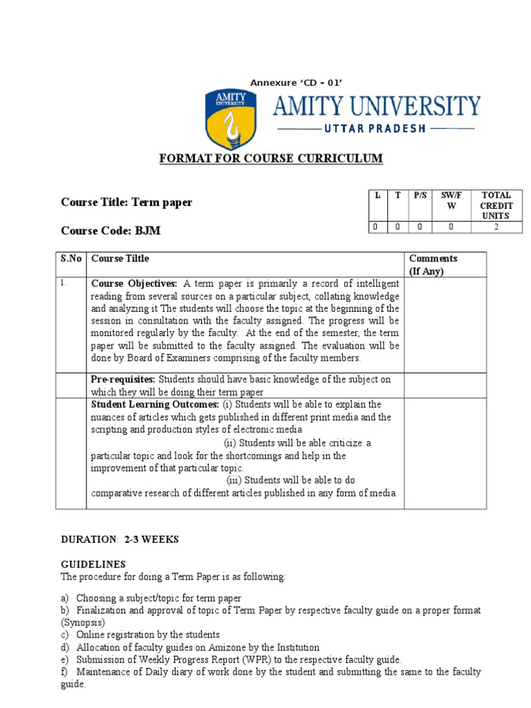 Format For Course Curriculum: Annexure CD - 01' | PDF | Plagiarism ...