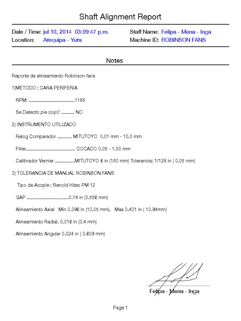 Shaft Alignment Report | PDF | Home & Garden | Computers