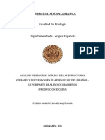 Análisis de Errores Estudio de Las Estructuras Verbales y Discursivas en El Aprendizaje Del Español