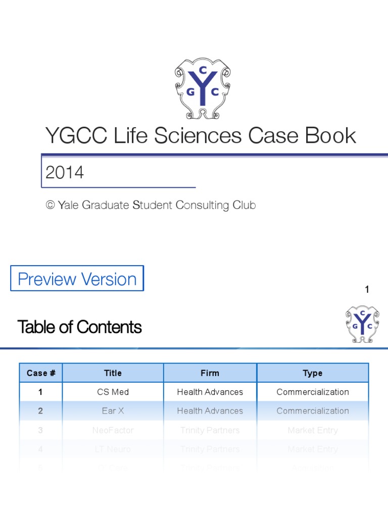 2014 YGCC Life Sciences Casebook Preview PDF Biopharmaceutical