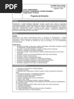 Programa da Disciplina de Planejamento e Gestao Estrategica 2009.1