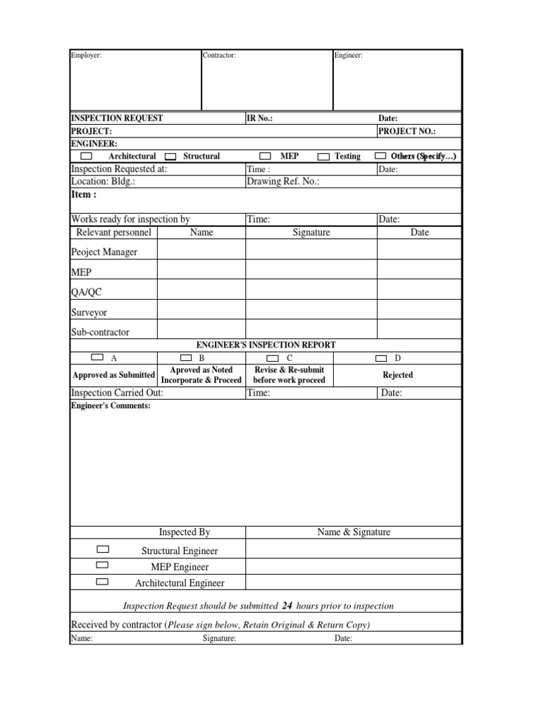 Inspection Request Form Template | PDF | Computers