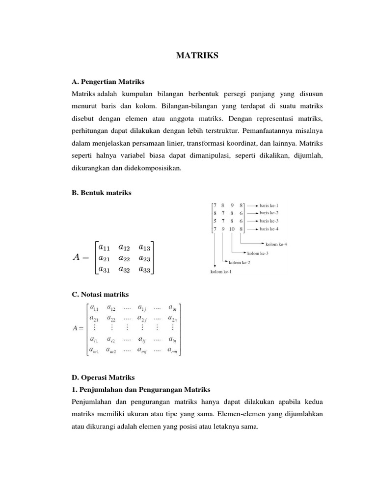 Pengertian dan Jenis Matriks | PDF
