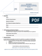 Johns Hopkins Critical Care Rehabilitation Conference: Understanding and Improving ICU Patient Outcome Student Application