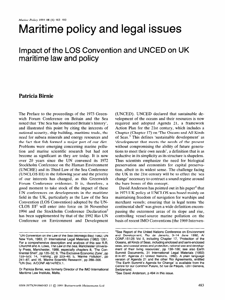 Maritime policy and legal term issuesImpact of the LOS convention and