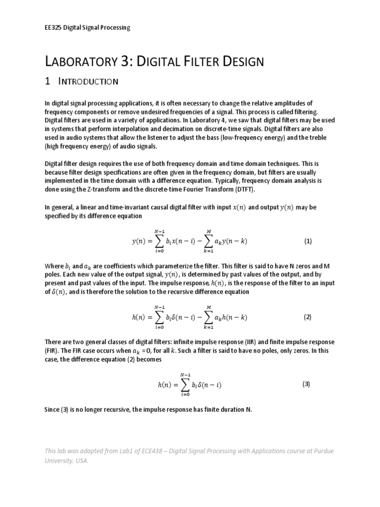Laboratory 3 Digital Filter Design | PDF | Digital Signal Processing ...