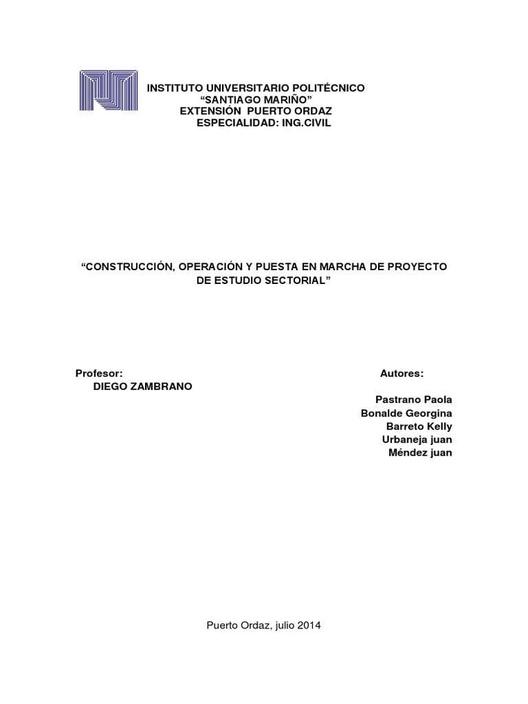 Puesta en Marcha de Proyectos Sectoriales | PDF | Ciencias económicas ...