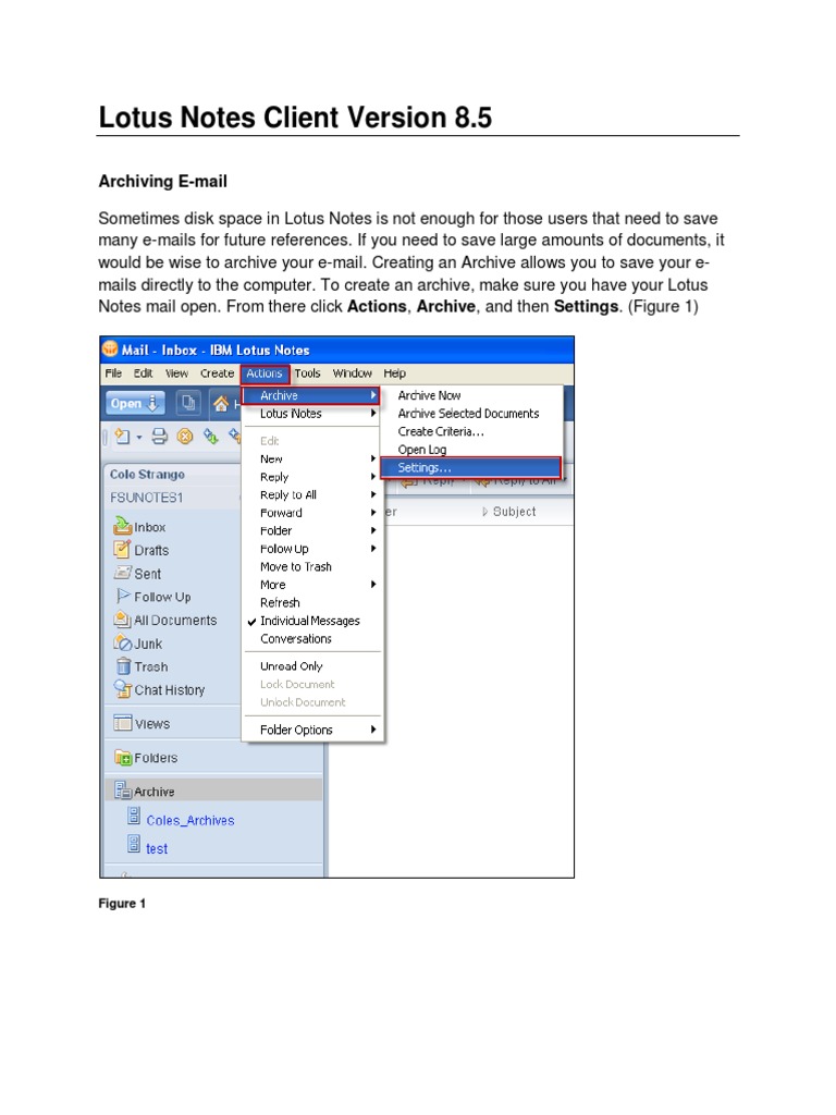 Archiving Emails in Lotus Notes 8.5 | PDF | Home & Garden | Technology ...