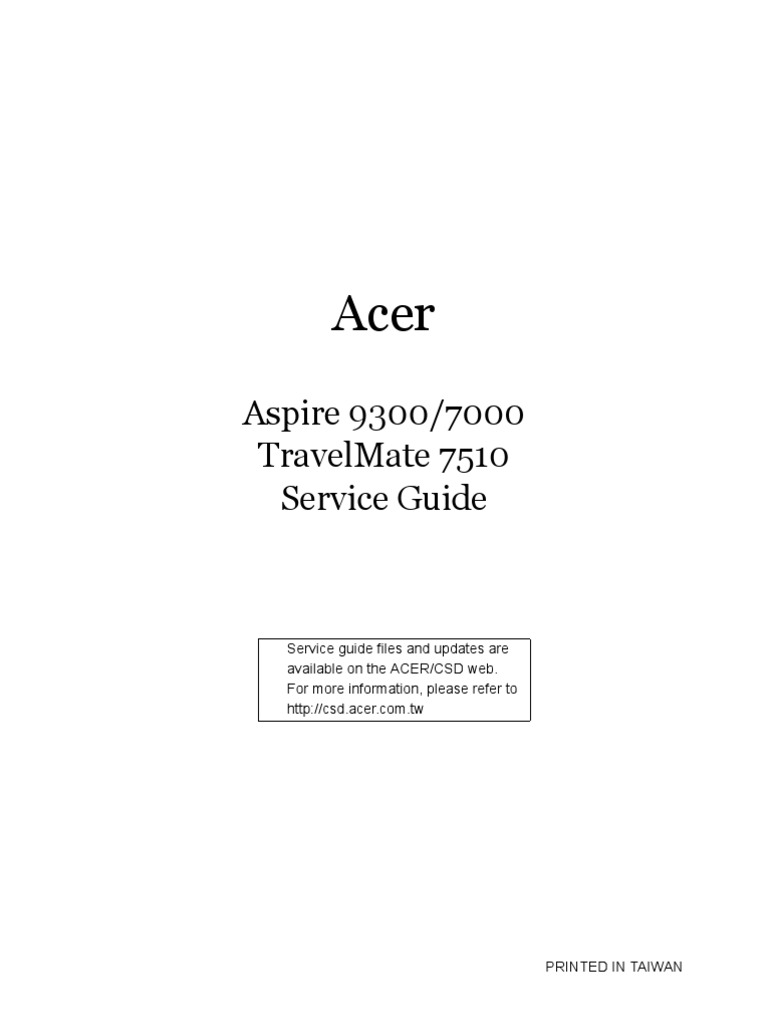 Aspire 9300/7000 TravelMate 7510 Service Guide | Computer Keyboard | Secure  Digital