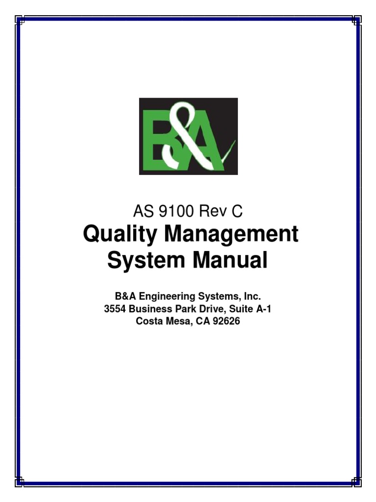 B&a-AS9100c BA Quality Manual | PDF