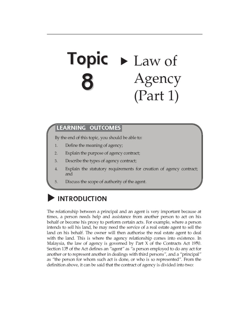 14161618topic8lawofagencypart1 Law Of Agency Ratification