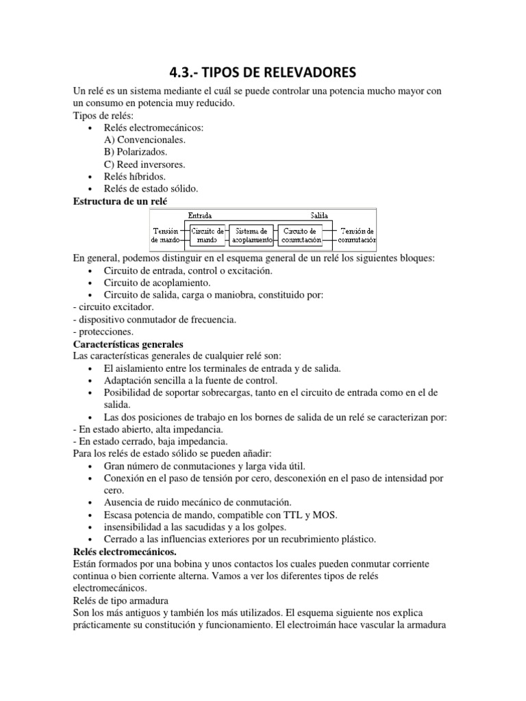 Tipos y Estructura de Relés | PDF | Relé | Fuerza