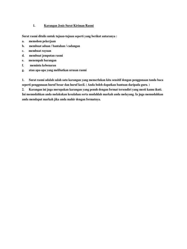 Karangan Jenis Surat Kiriman Rasmi Pdf
