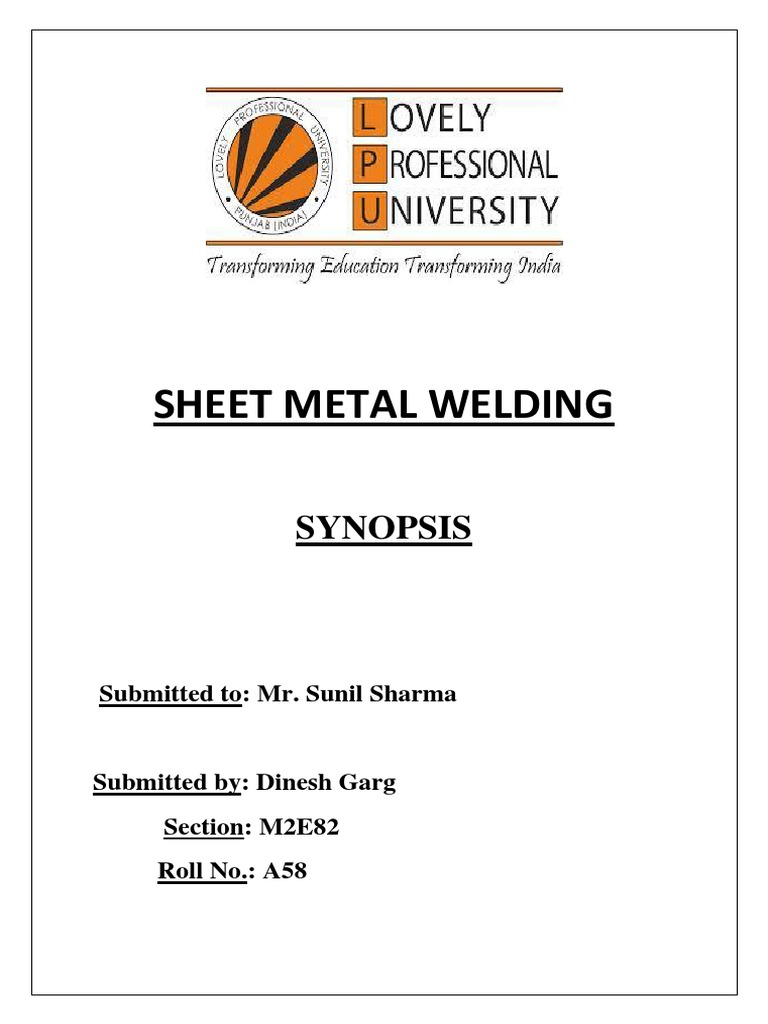 Term Paper-Sheet Metal Welding | PDF | Sheet Metal | Welding