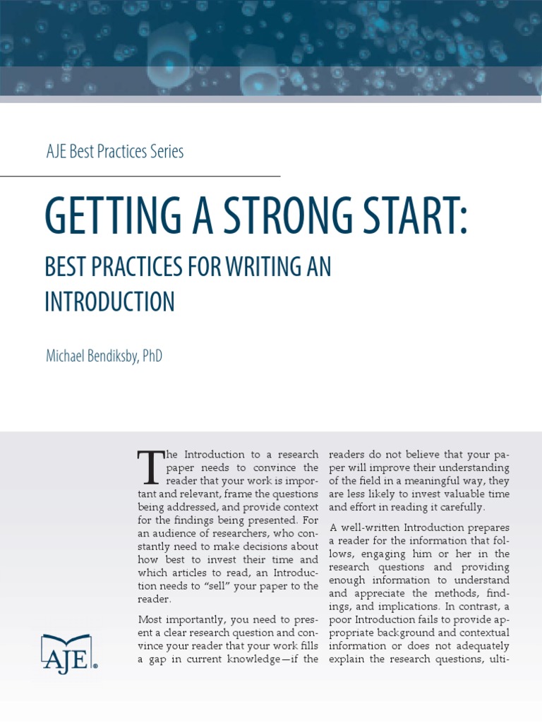 Best Practices for Research Introductions | PDF | Narrative | Information
