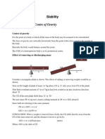 Movement of The Centre of Gravity: Stability