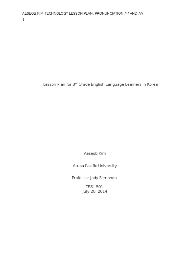 Aeseob Lesson Plan 7 20 2014 | PDF | Lesson Plan | English Language