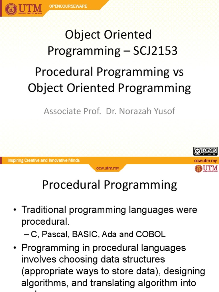 Procedural Vs Object Oriented Languages | PDF