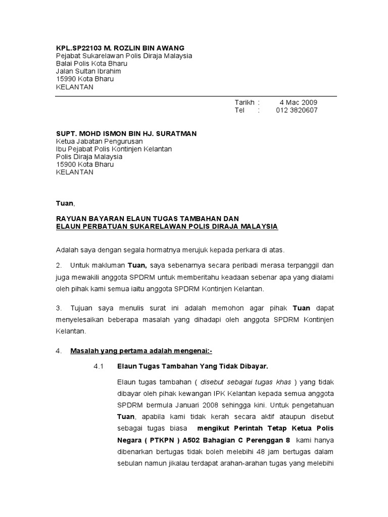 Contoh Surat Permohonan Kepada Balai Polis  CarolinemcyHatfield