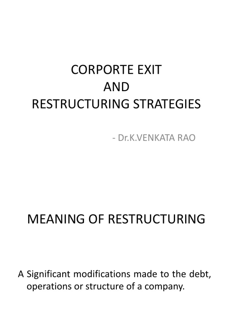 Corporate Exit and Restructuring Strategies | PDF