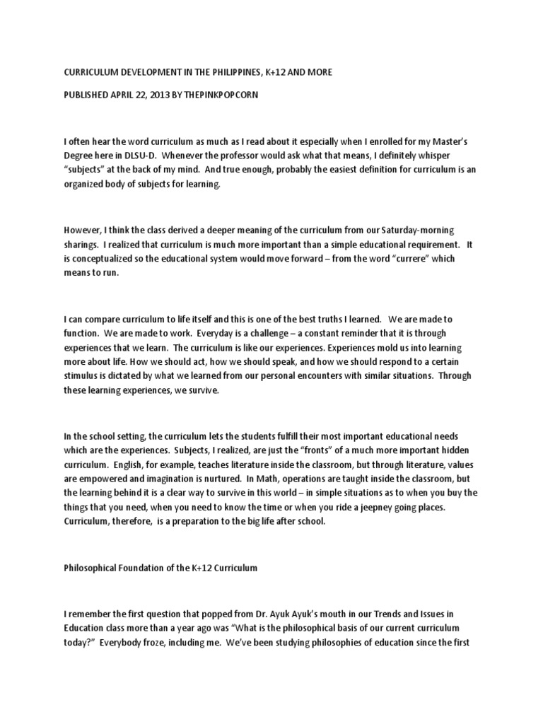 K+12 Curriculum Development in the Philippines | PDF | Constructivism ...