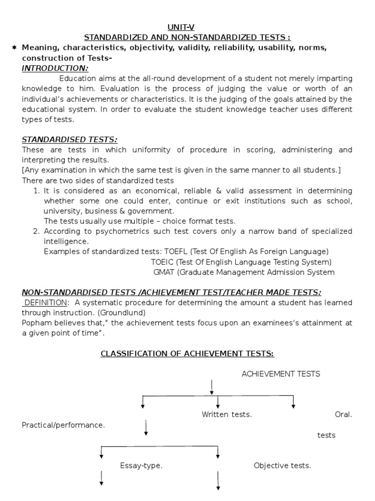 Standardized vs Non-Standardized Tests | PDF | Career & Growth | Business