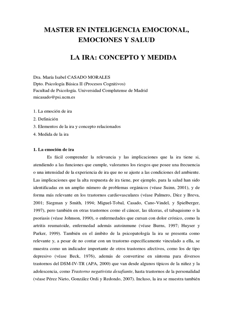 La Ira Concepto y Medida | PDF | Ira | Las emociones