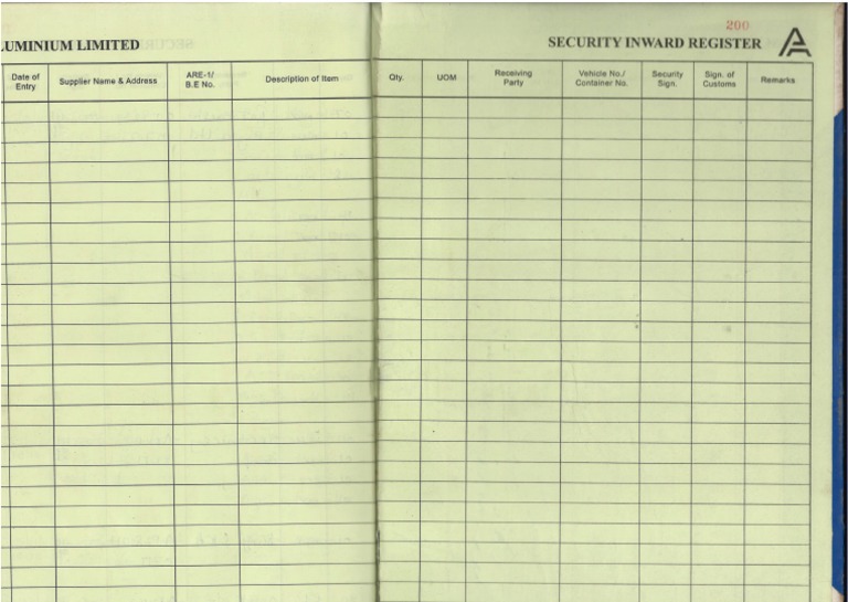 Security Inward Register