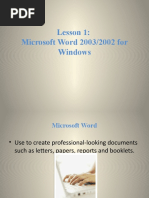 microsoft word tutorial...lesson 1