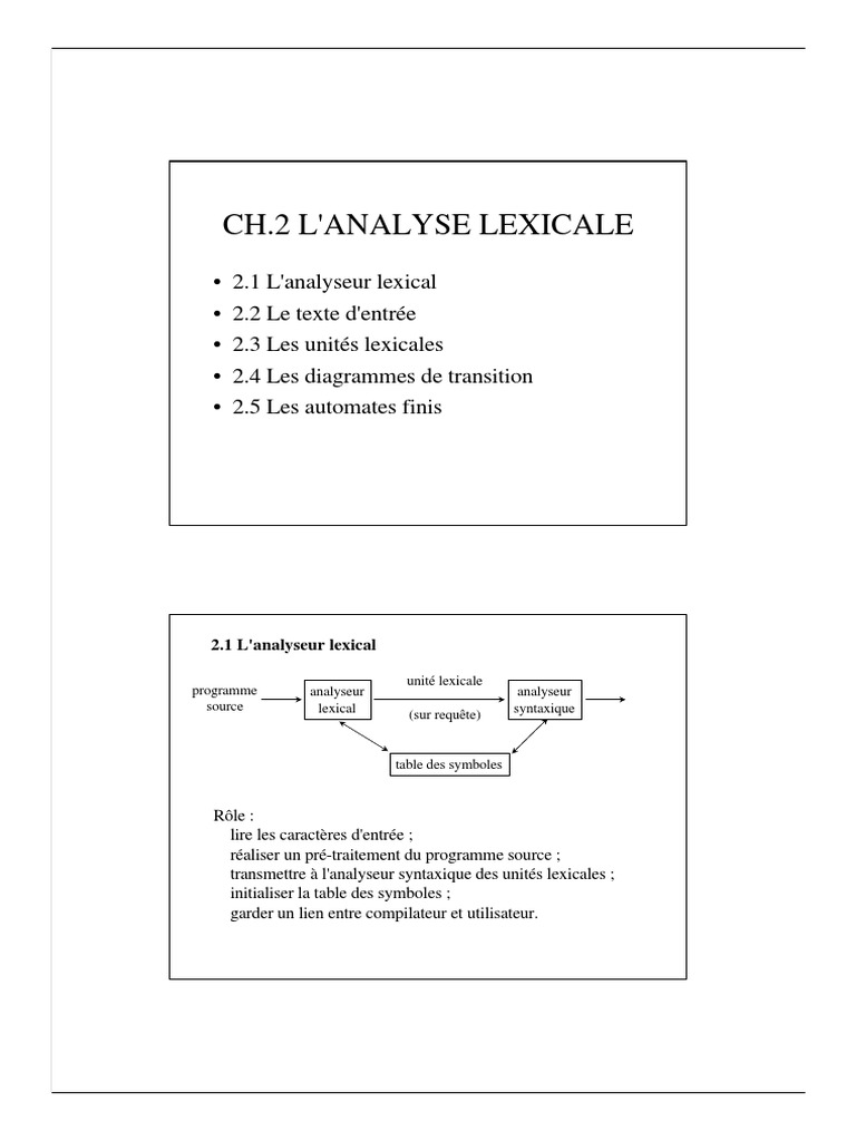 Analyse lexicale et automates finis | PDF | Linguistique | Grammaire