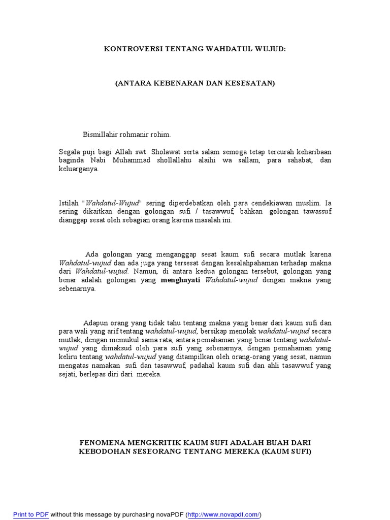 Wahdatul Wujud Sesatkah