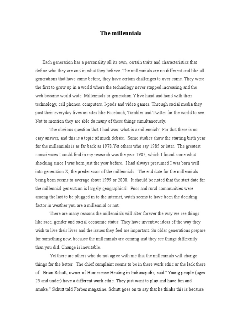 The Millennials Paper | PDF | Millennials
